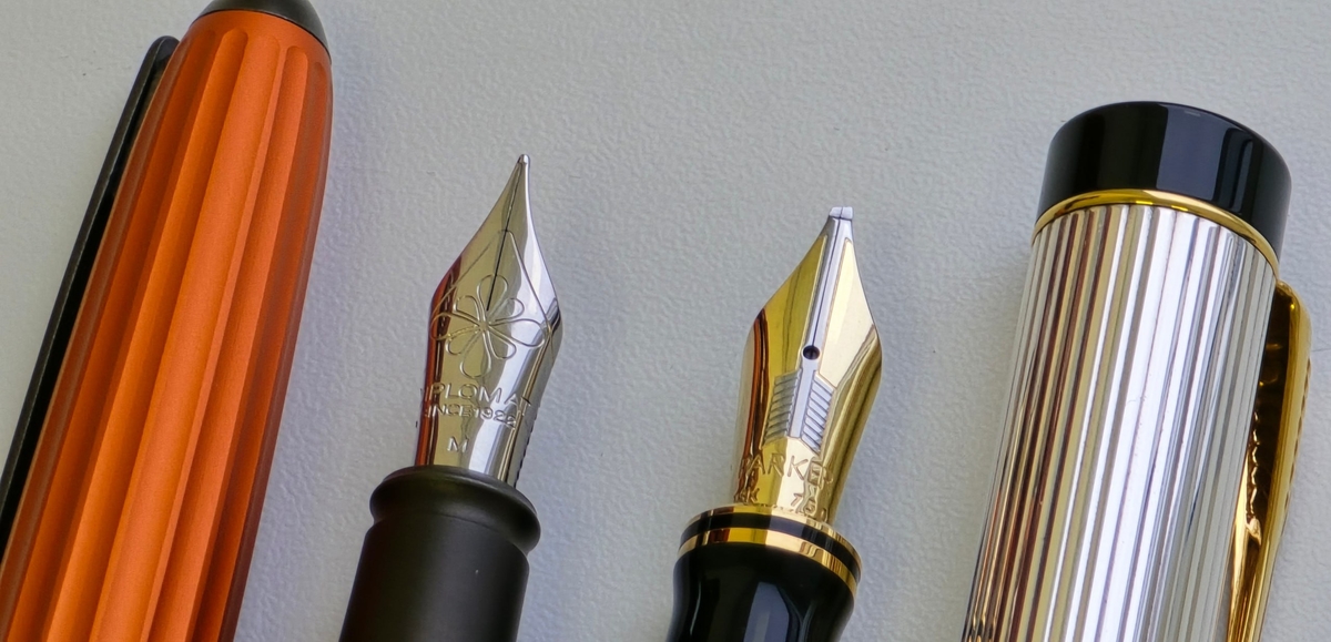 Визуальное сравнение с пером на Parker Duofold Centennial Godron Silver